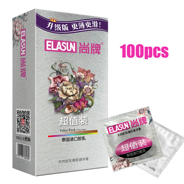 ELASUN Ultra Thin Large Oil Super Soft Condom 100PCS