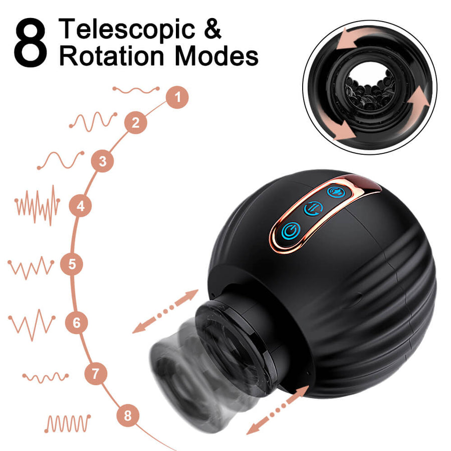 Telescopic Rotation Automatic Masturbator Dual Opened-end Sex Toy for Men