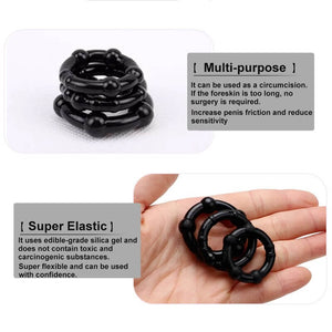 Silicone Bead Penis Ring Male Delay Ejaculation Lasting Erection Toy for Men 3Pcs-ZhenDuo Sex Shop-ZhenDuo Sex Shop