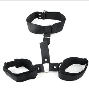 Neck to Wrist Restraints Kit Sexy Women BDSM Fetish Behind Back Handcuffs