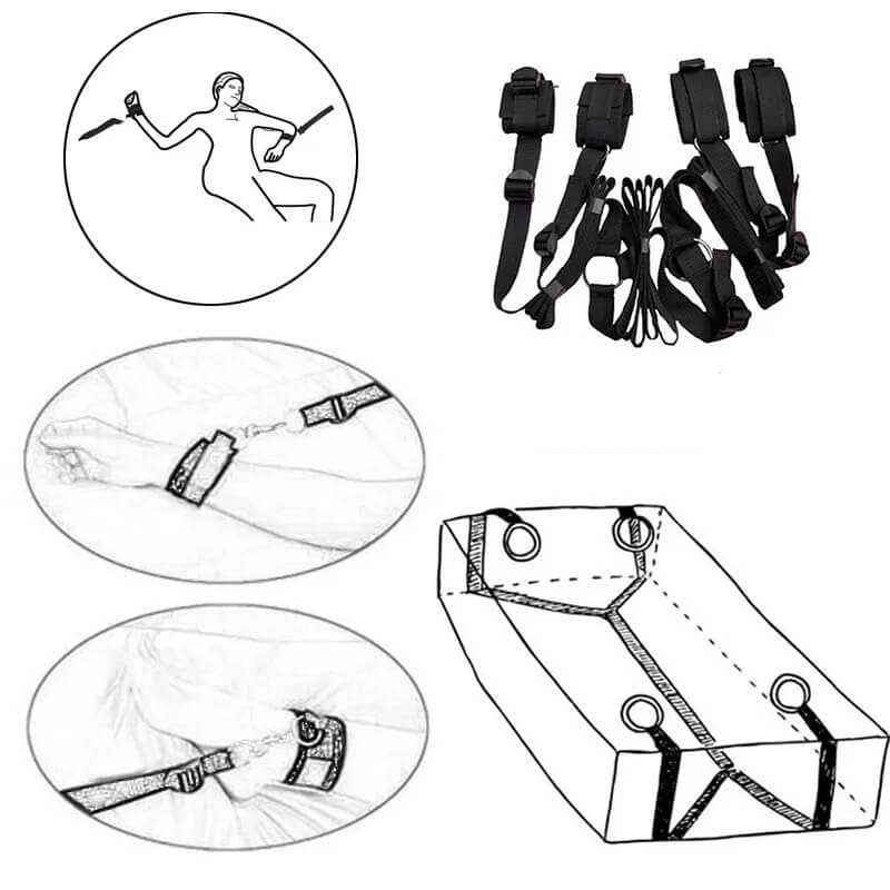 Bdsm Binding Set SM Bed Restraint Wrist And Ankle Cuff