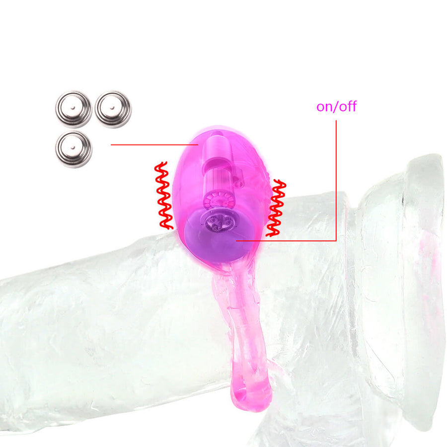Vibrating Butterfly Cock Ring Clitoral Stimulator Penis Erection Enhance for Men-ZhenDuo Sex Shop-ZhenDuo Sex Shop