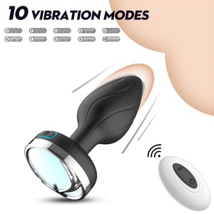 10 Vibration Modes Anal Plug Luminous Color Remote Control Butt Plug