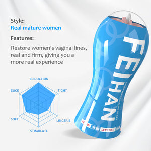 FEIHAN Male Masturbator Cup Vacuum Pressure Sucking Silicone Vagina Pussy Pocket Stroker-ZhenDuo Sex Shop-blue-ZhenDuo Sex Shop