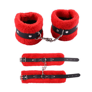 Fluffy Plush Wrist Cuffs with Detachable Leash Chain