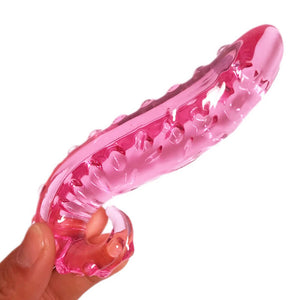 Tentáculo texturizado Sensual Consolador de vidrio curvado Punto G Estimulación erótica emocionante
