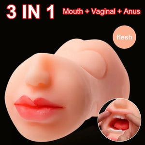 3 IN 1 Sex Toys Masturbation For Men Deep Throat Artificial Real Pussy Oral Male Masturbator Blowjob-ZhenDuo Sex Shop-flesh-ZhenDuo Sex Shop