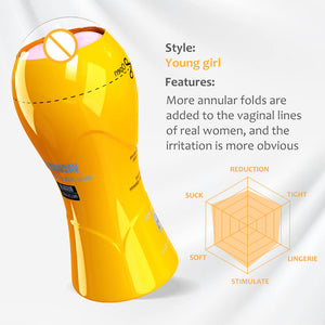 FEIHAN Male Masturbator Cup Vacuum Pressure Sucking Silicone Vagina Pussy Pocket Stroker-ZhenDuo Sex Shop-yellow-ZhenDuo Sex Shop