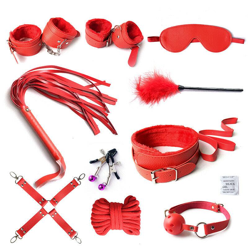 Red Silk Bondage Kit BDSM S&M Play Set Sex Toys