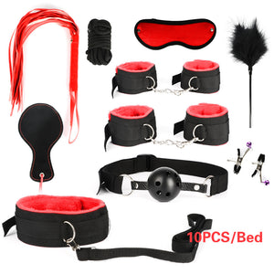 BDSM Kits Adults Sex Toys For Women Men Handcuffs Nipple Clamps Whip Spanking Sex Metal Anal Plug Vibrator Butt Bdsm Bondage Set-bdsm-ZhenDuo Sex Shop-10pcs red-ZhenDuo Sex Shop