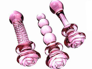 Rose Shaped Pyrex Glass Dildo Butt Plug-ZhenDuo Sex Shop