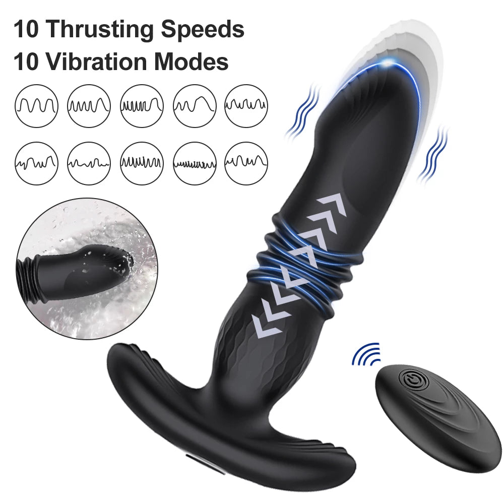 Telescopic Vibrating Butt Plug Anal Vibrator Wireless Remote Sex Toys